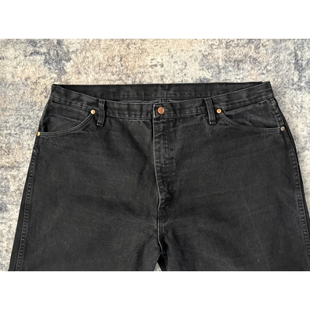 Vintage Wrangler Jeans Black 42x32 Denim 13MWZ Cowboy Cut Rodeo‎ Leather Patch